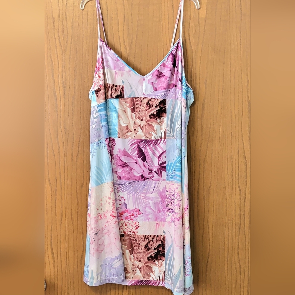 NWT Johnny Was Etta Floral Patchwork Satin Cami Mini/Midi Slip Dress XL, 12-14